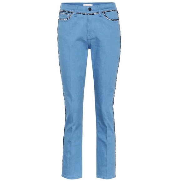 Tory Burch || Jodie Jeans in Rinse Wash Ric Rac Knit Trim 25 - Picture 10 of 10